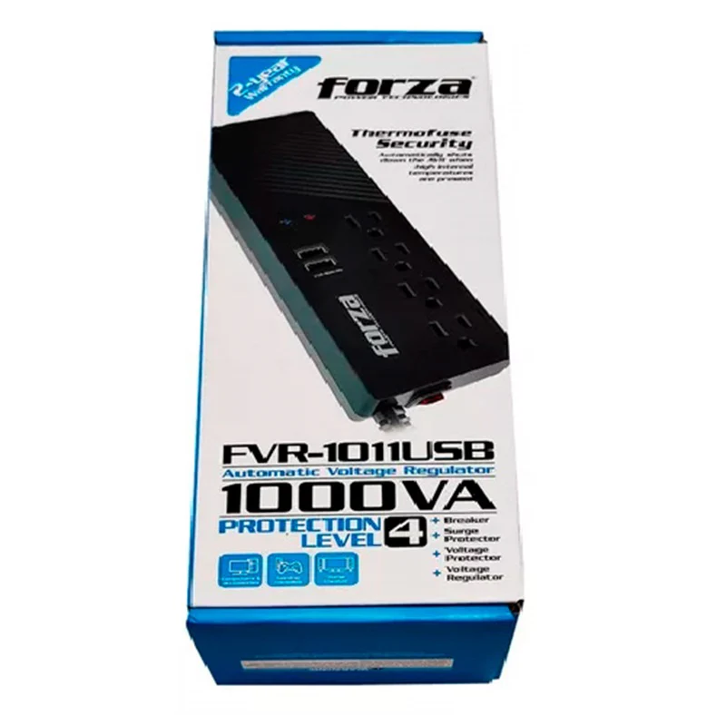REGULADOR-DE-VOLTAJE-FORZA-FVR-1011USB-DE-1000VA-500W-4-TOMAS-CON-2-USB-2.0-120V